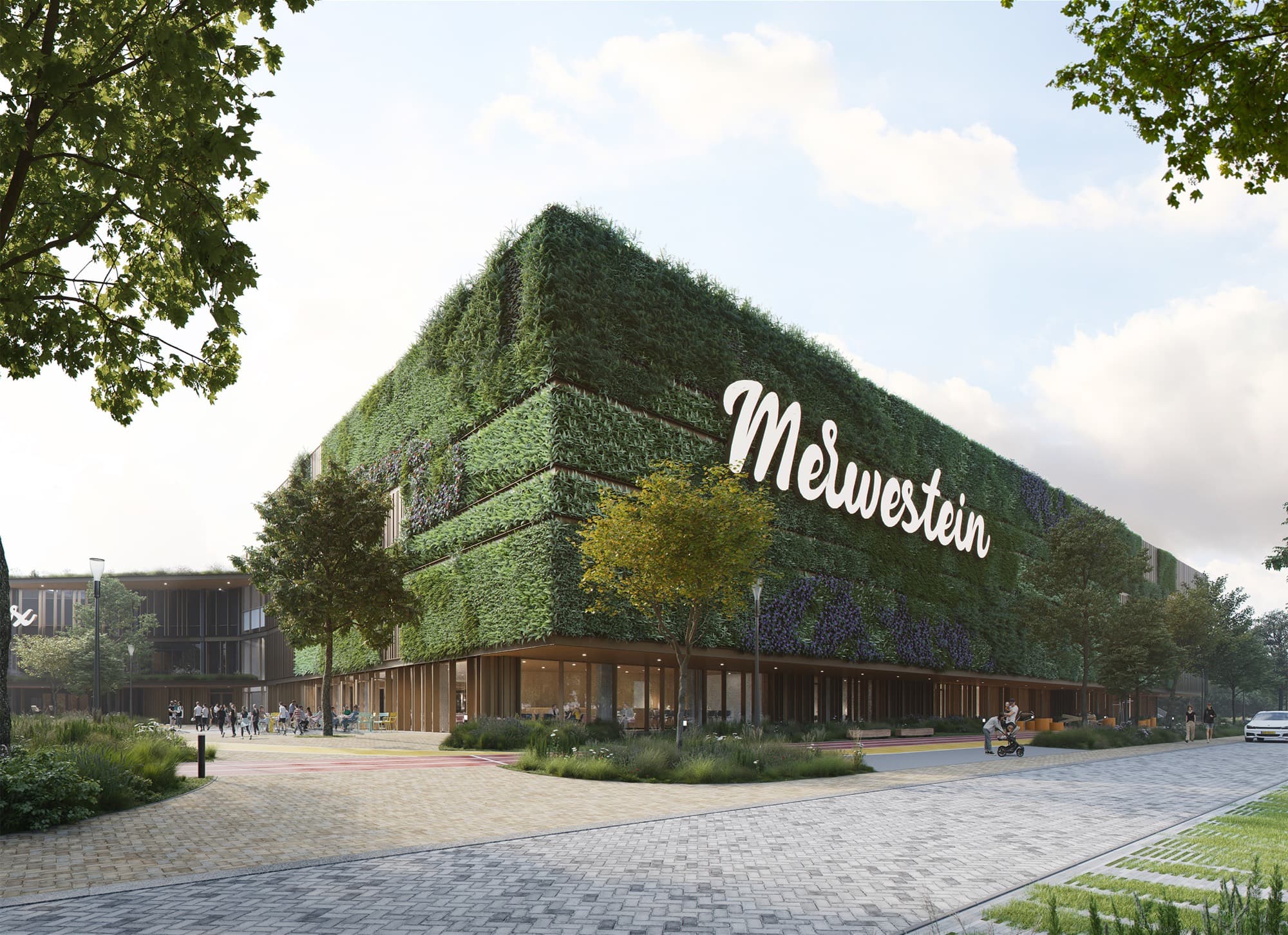 Merwestein-gevel met wordmark.