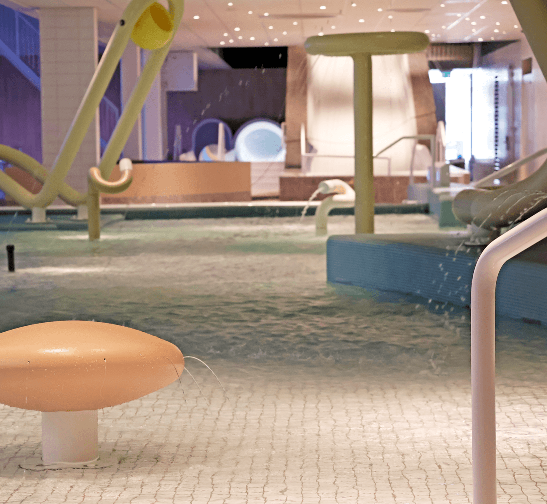Het peuterbad in het vernieuwde recreatieve gedeelte van het zwembad